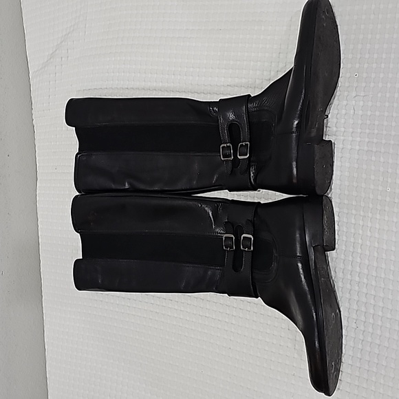 Secto Meucci Black Leather Tall Boots Slide zipper closure round toe Size 8N - Picture 3 of 15